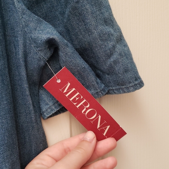 NWT Chambray Off-the-Shoulder Dress - Picture 3 of 4